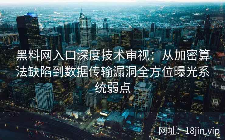 黑料网入口深度技术审视：从加密算法缺陷到数据传输漏洞全方位曝光系统弱点