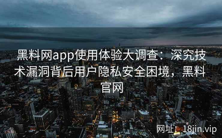 黑料网app使用体验大调查：深究技术漏洞背后用户隐私安全困境，黑料 官网