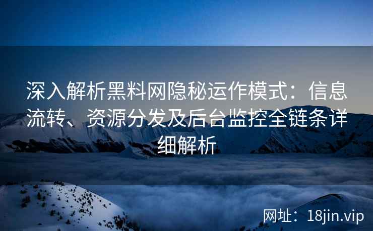 深入解析黑料网隐秘运作模式：信息流转、资源分发及后台监控全链条详细解析