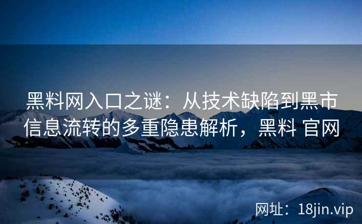 黑料网入口之谜：从技术缺陷到黑市信息流转的多重隐患解析，黑料 官网