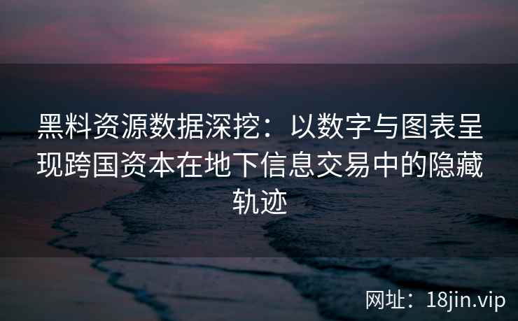 黑料资源数据深挖：以数字与图表呈现跨国资本在地下信息交易中的隐藏轨迹