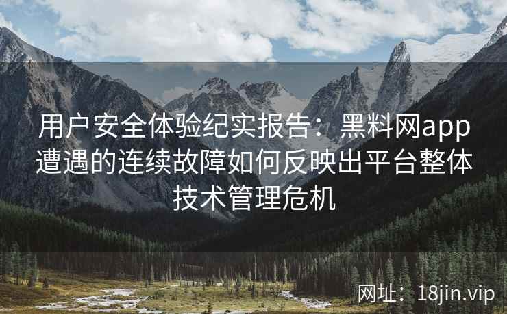 用户安全体验纪实报告：黑料网app遭遇的连续故障如何反映出平台整体技术管理危机